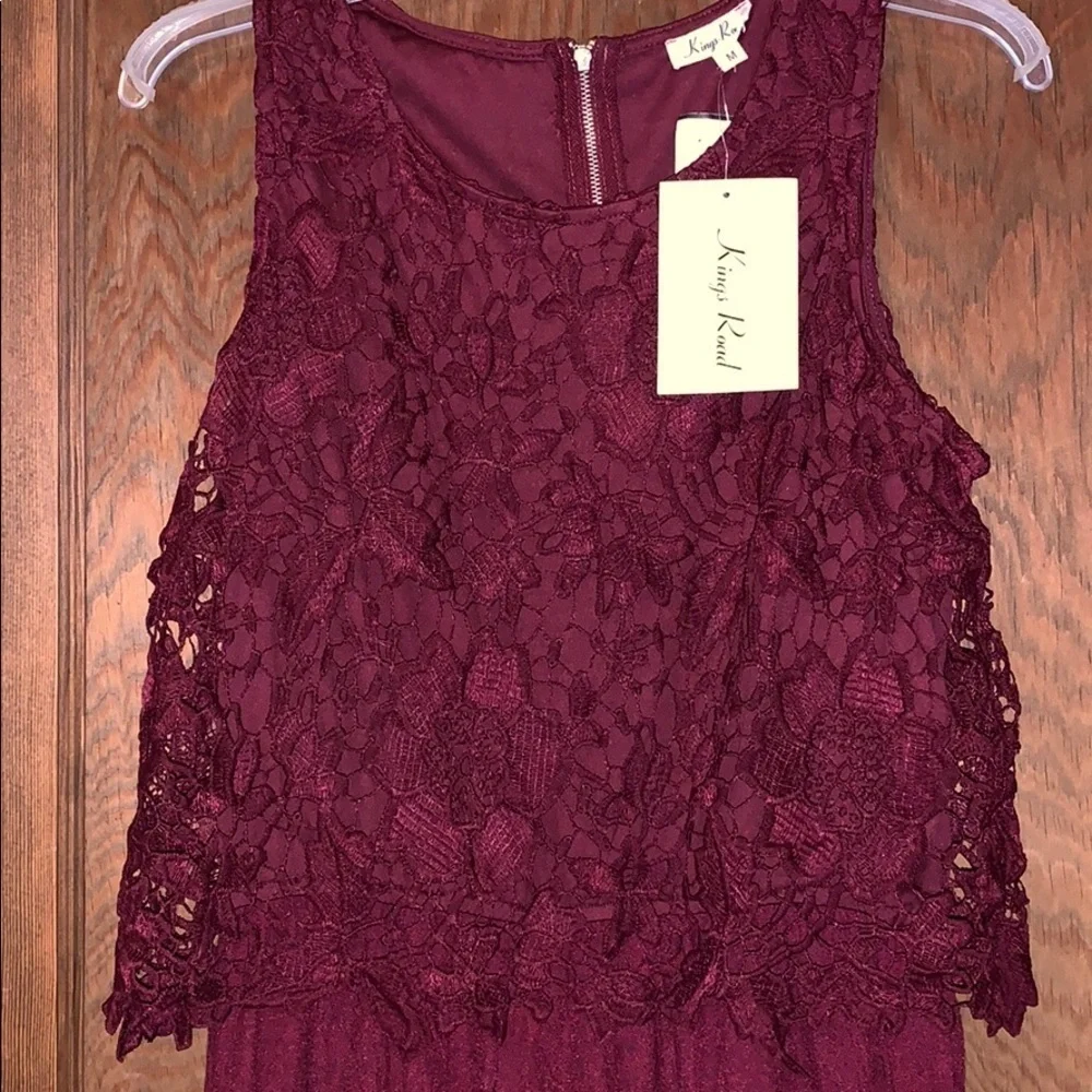Wide-leg maroon jumpsuit with embroidery! - Picture 2 of 4